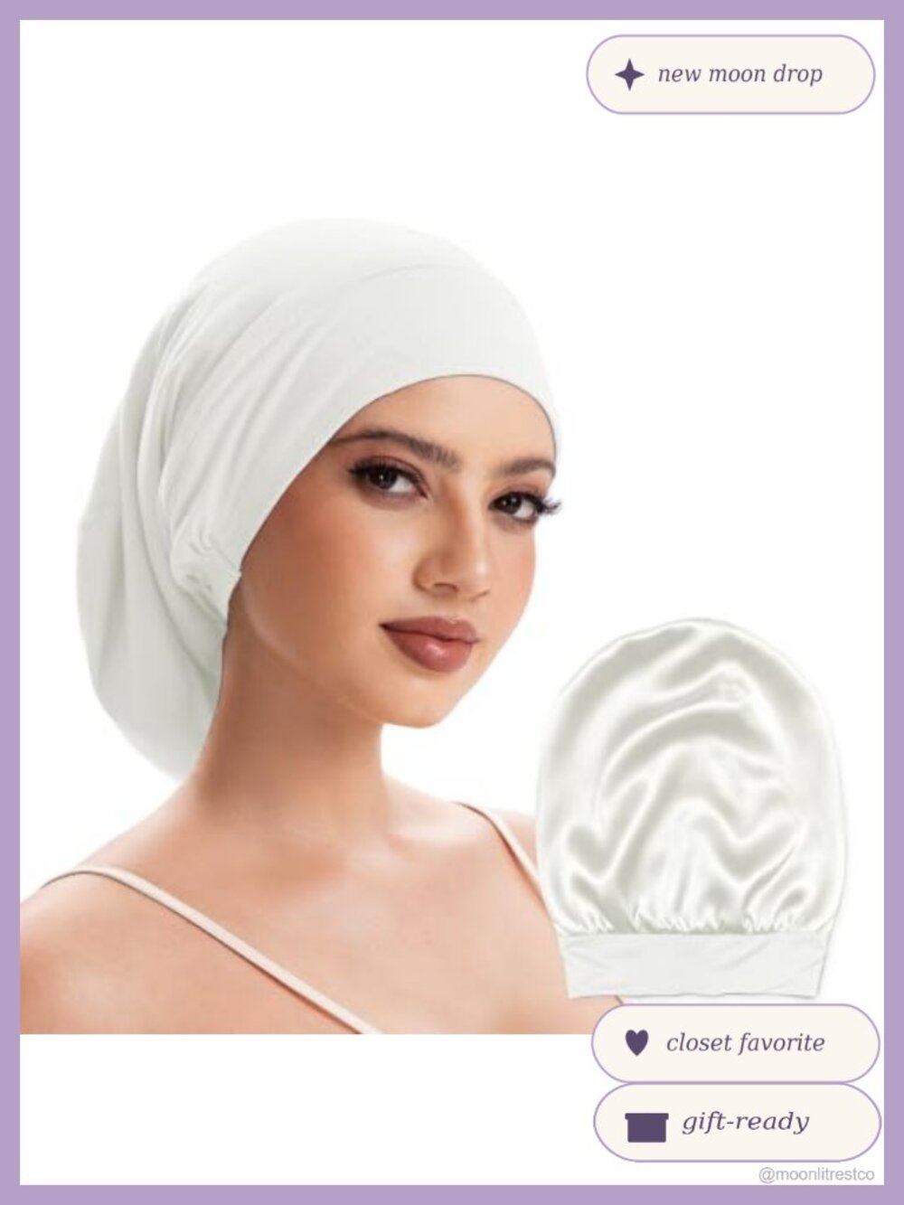 100% Silk Lined Bonnet Adjustable Night Cap Anti-Frizz Hair Care